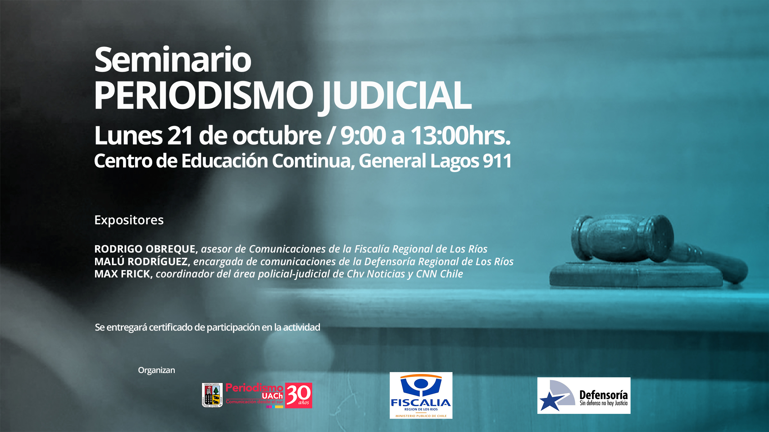 Próximo lunes se realizará Seminario de Periodismo Judicial
